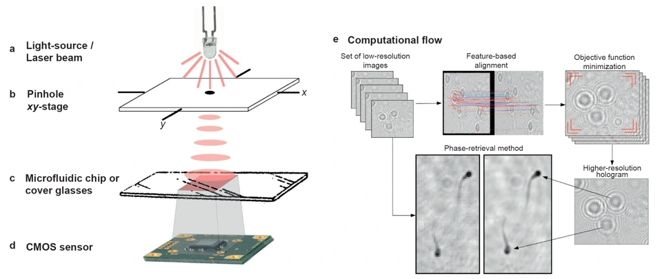 Preview of Portable Lensless Wide-field Microscopy Imaging Platform based on Digital Inline Holography and Multi-Frame Pixel Super-Resolution